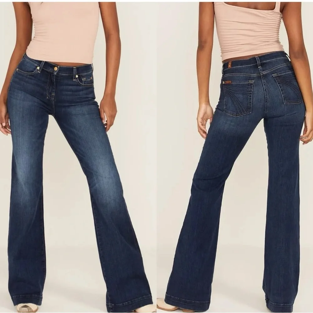 7 for All Mankind DOJO Jeans Women’s Size 27 Dark Wash Flare Leg U115B380S - Picture 1 of 9